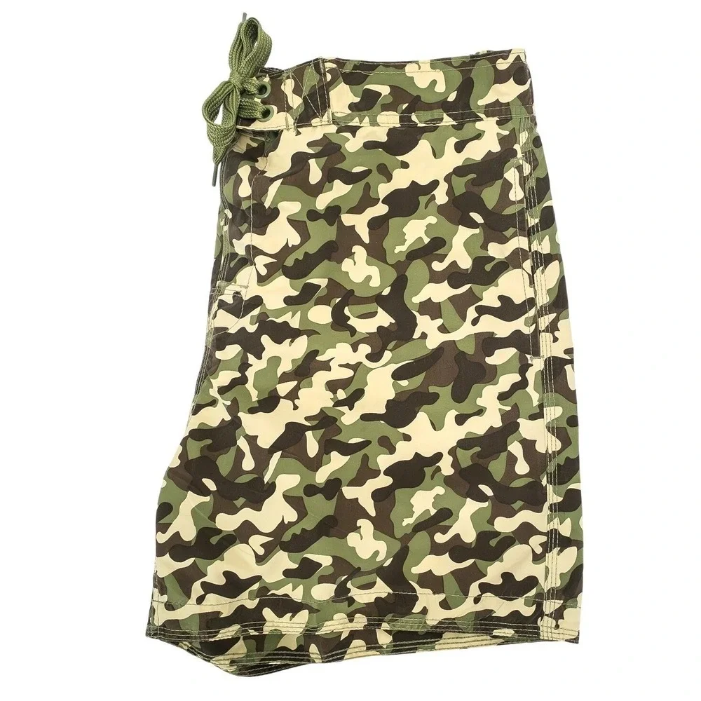 Bleu Royale Swim Trunks Men Medium Green‎ Camo Board Shorts Polyester